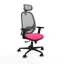 Cilanco sincro malla gris similpiel rosa brazos 2D base nailon cabecero 2D ruedas 65mm nailon