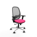 Cilanco sincro malla gris similpiel rosa brazos 2D base aluminio ruedas 65mm engomadas