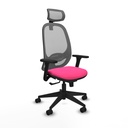 Cilanco sincro malla gris similpiel rosa brazos 3D base piramidal cabecero 2D ruedas 65mm nailon
