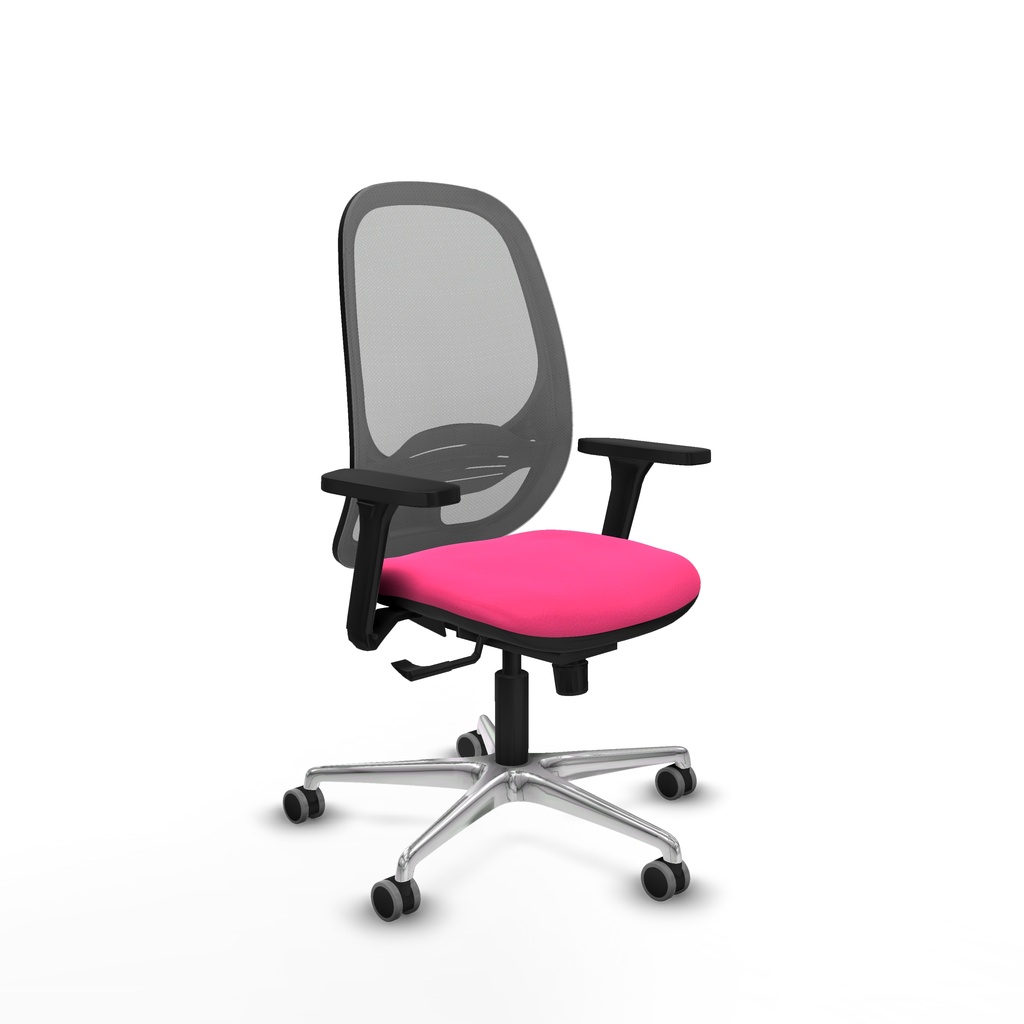 Cilanco sincro malla gris similpiel rosa brazos 3D base aluminio ruedas 65mm engomadas
