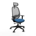 Cilanco sincro malla gris similpiel azul claro brazos 1D base piramidal cabecero 2D ruedas 65mm engomadas