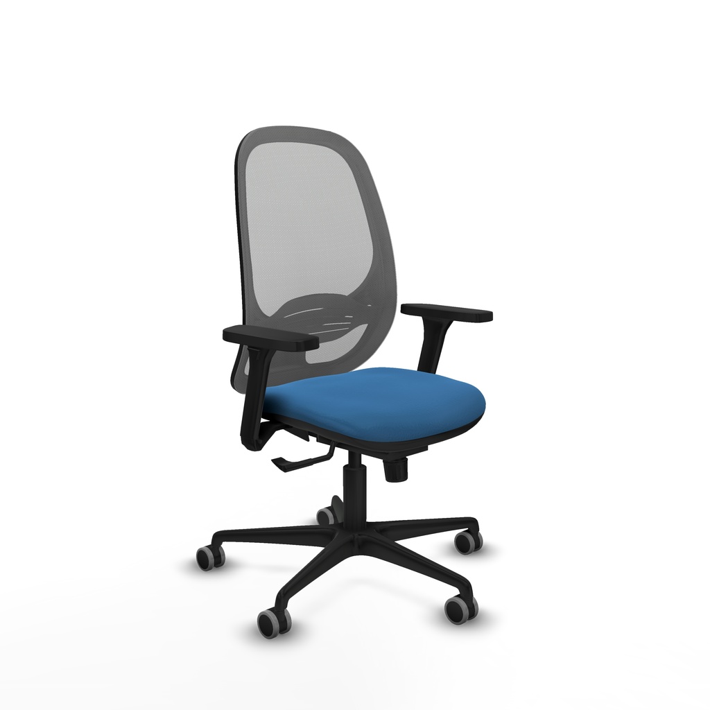 Cilanco sincro malla gris similpiel azul claro brazos 3D base nailon ruedas 65mm engomadas