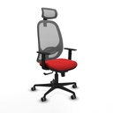 Cilanco sincro malla gris similpiel rojo brazos 1D base nailon cabecero 2D ruedas 65mm engomadas