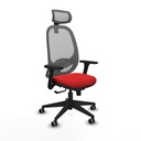 Cilanco sincro malla gris similpiel rojo brazos 3D base piramidal cabecero 2D ruedas 65mm engomadas