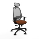 Cilanco sincro malla gris similpiel marrón brazos 1D base piramidal cabecero 2D ruedas 65mm nailon