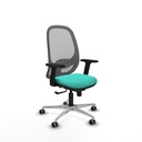 Cilanco sincro malla gris similpiel turquesa brazos 2D base aluminio ruedas 65mm engomadas
