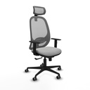 Cilanco sincro malla gris similpiel gris claro brazos 1D base nailon cabecero 2D ruedas 65mm engomadas