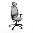 Cilanco sincro malla gris similpiel gris claro brazos 1D base nailon cabecero 2D ruedas 65mm nailon