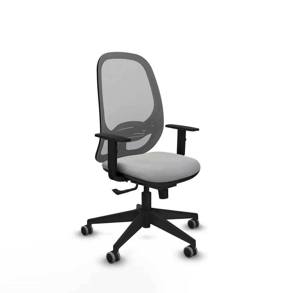 Cilanco sincro malla gris similpiel gris claro brazos 1D base piramidal ruedas 65mm engomadas