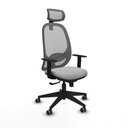 Cilanco sincro malla gris similpiel gris claro brazos 1D base piramidal cabecero 2D ruedas 65mm engomadas
