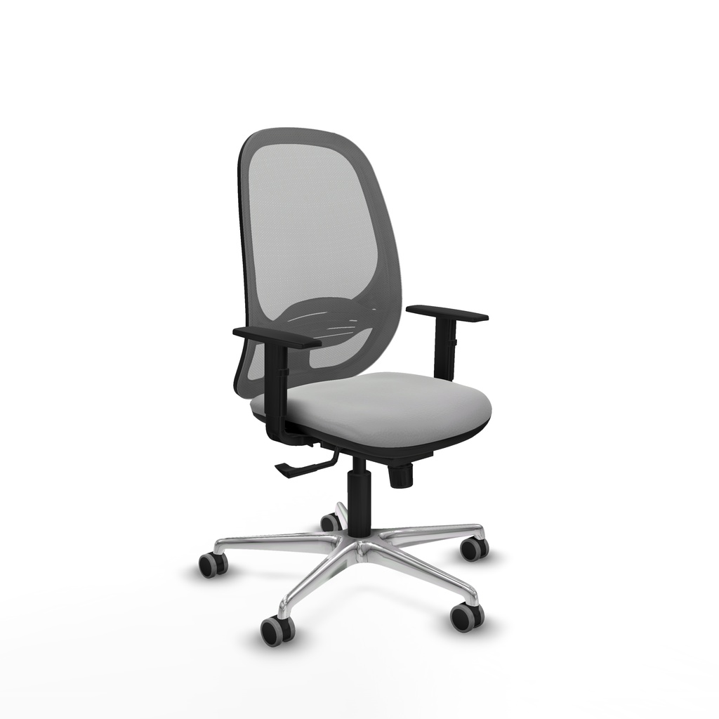 Cilanco sincro malla gris similpiel gris claro brazos 1D base aluminio ruedas 65mm engomadas