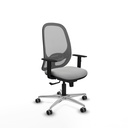 Cilanco sincro malla gris similpiel gris claro brazos 1D base aluminio ruedas 65mm engomadas
