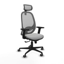 Cilanco sincro malla gris similpiel gris claro brazos 2D base nailon cabecero 2D ruedas 65mm engomadas