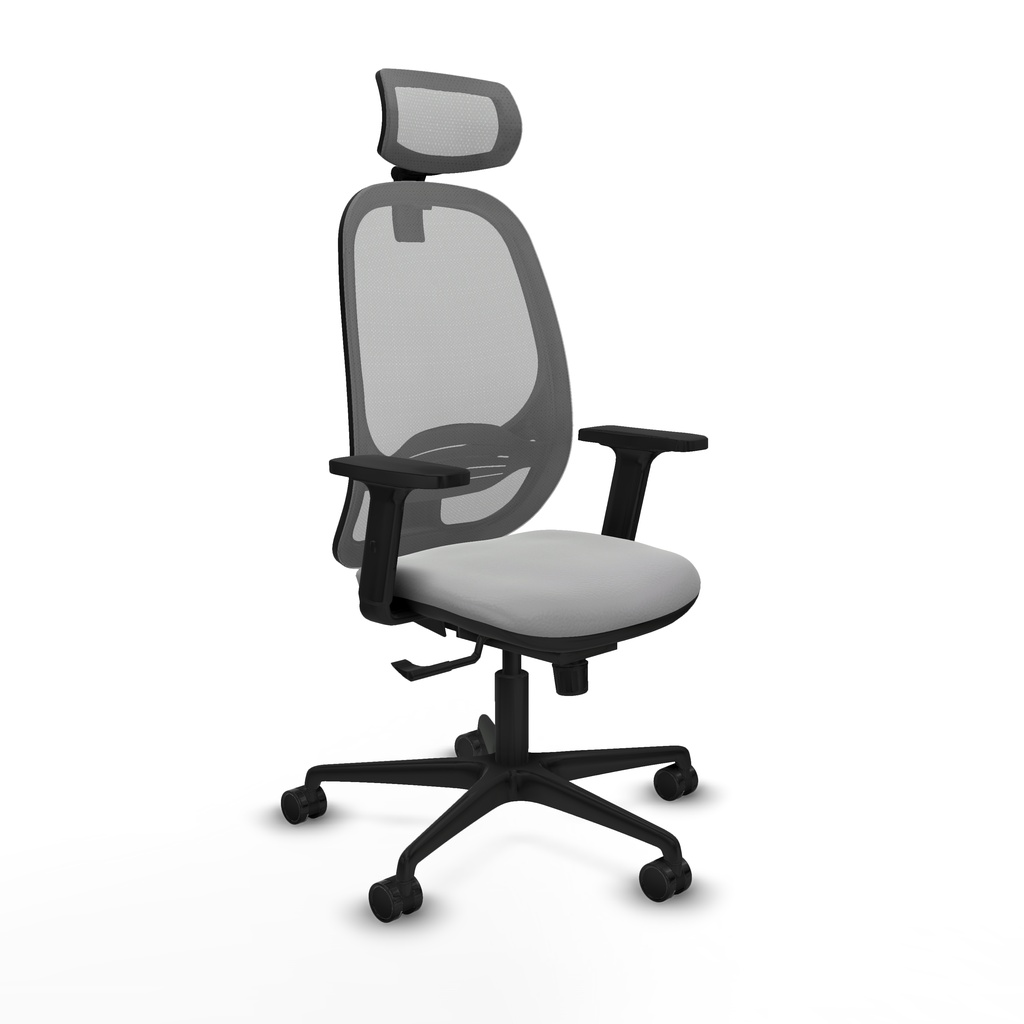 Cilanco sincro malla gris similpiel gris claro brazos 2D base nailon cabecero 2D ruedas 65mm nailon