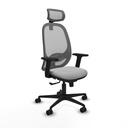 Cilanco sincro malla gris similpiel gris claro brazos 2D base nailon cabecero 2D ruedas 65mm nailon