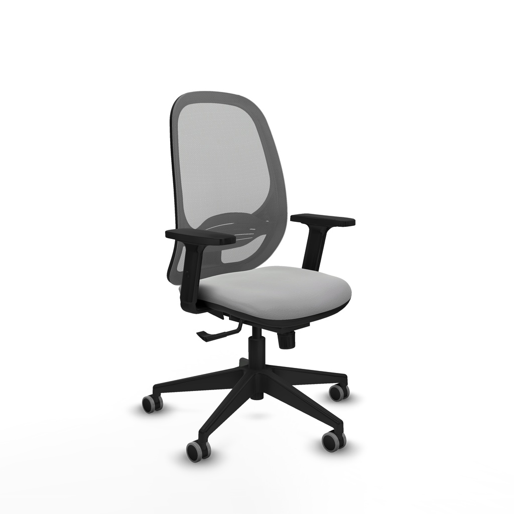 Cilanco sincro malla gris similpiel gris claro brazos 2D base piramidal ruedas 65mm engomadas