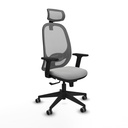 Cilanco sincro malla gris similpiel gris claro brazos 2D base piramidal cabecero 2D ruedas 65mm engomadas