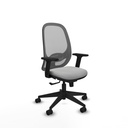 Cilanco sincro malla gris similpiel gris claro brazos 2D base piramidal ruedas 65mm nailon