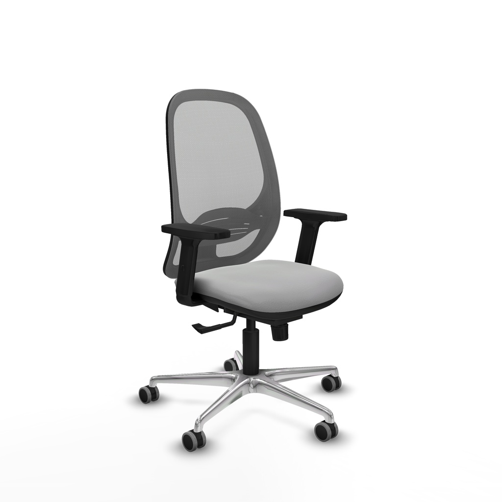 Cilanco sincro malla gris similpiel gris claro brazos 2D base aluminio ruedas 65mm engomadas