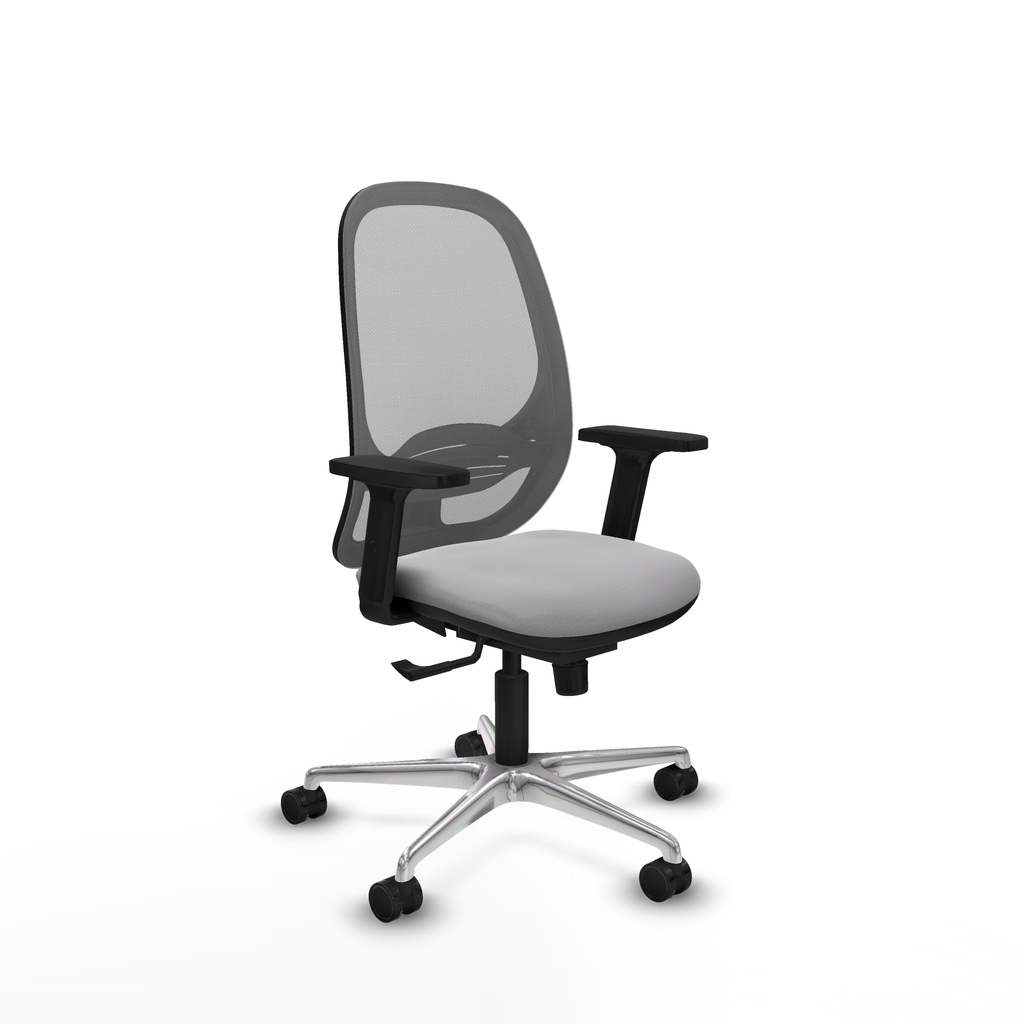 Cilanco sincro malla gris similpiel gris claro brazos 2D base aluminio ruedas 65mm nailon