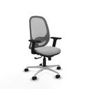 Cilanco sincro malla gris similpiel gris claro brazos 2D base aluminio ruedas 65mm nailon