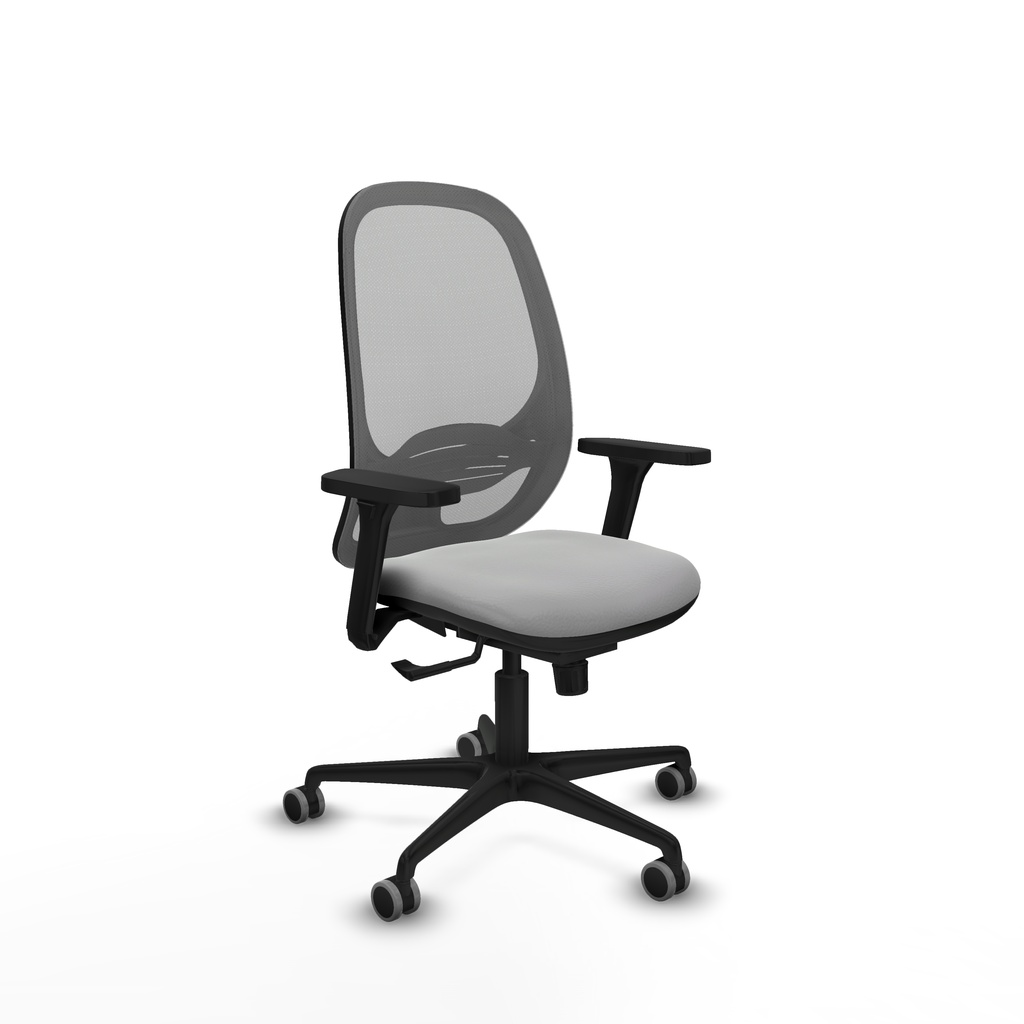 Cilanco sincro malla gris similpiel gris claro brazos 3D base nailon ruedas 65mm engomadas