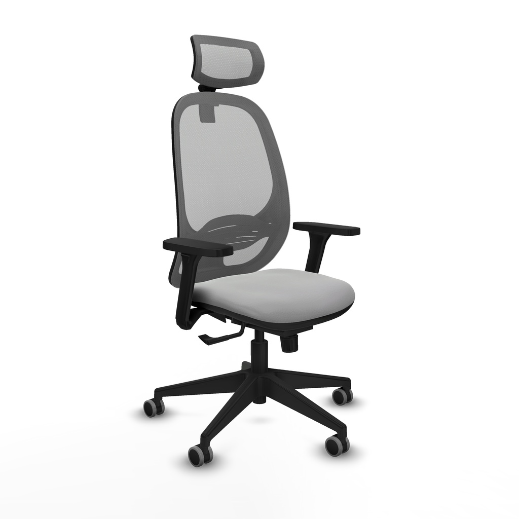 Cilanco sincro malla gris similpiel gris claro brazos 3D base piramidal cabecero 2D ruedas 65mm engomadas