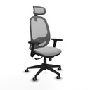 Cilanco sincro malla gris similpiel gris claro brazos 3D base piramidal cabecero 2D ruedas 65mm engomadas