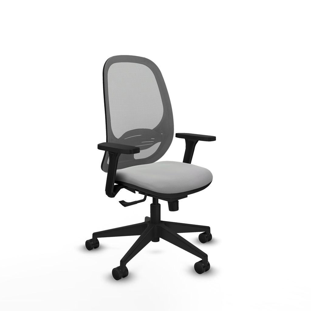 Cilanco sincro malla gris similpiel gris claro brazos 3D base piramidal ruedas 65mm nailon
