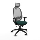 Cilanco sincro malla gris similpiel verde botella brazos 1D base piramidal cabecero 2D ruedas 65mm engomadas