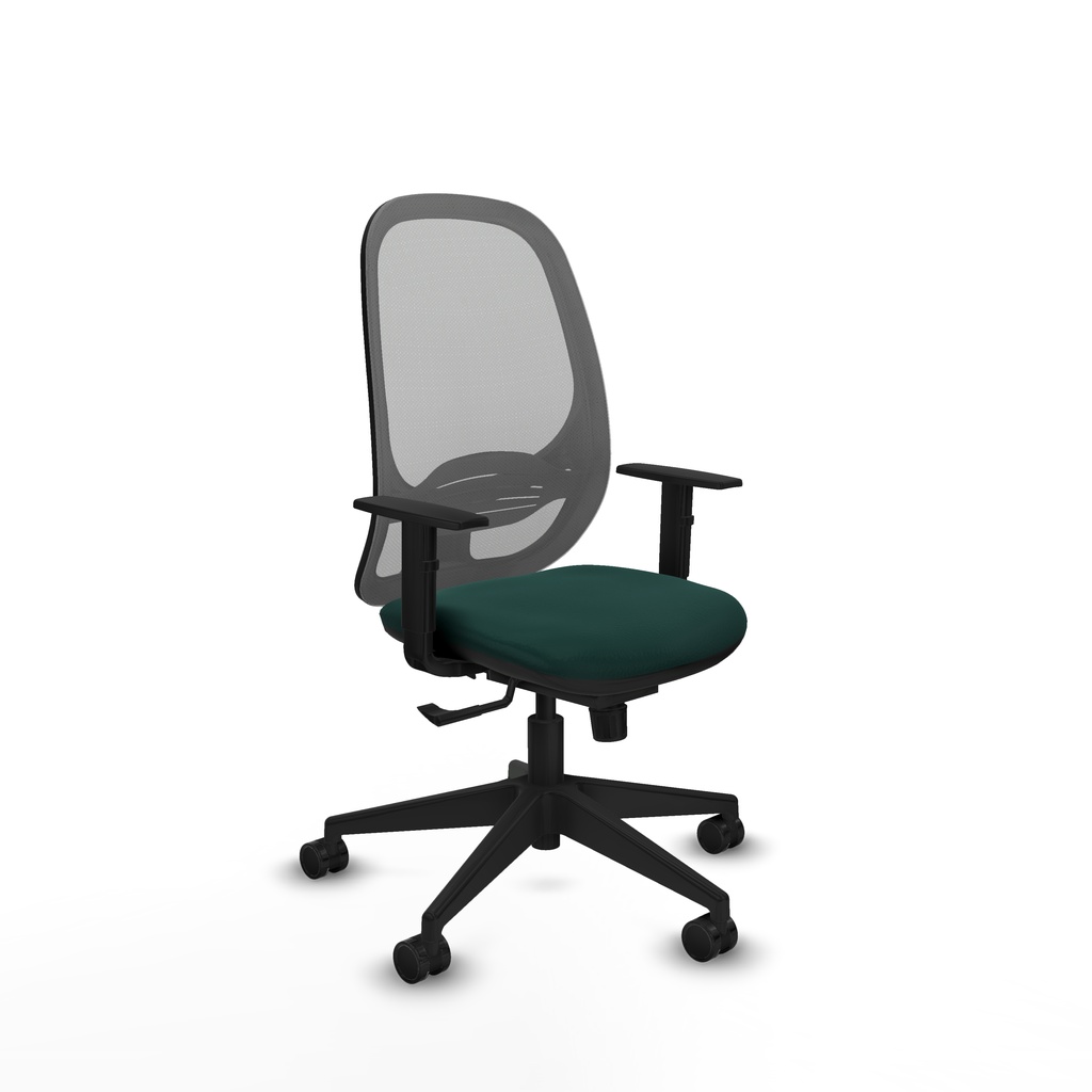 Cilanco sincro malla gris similpiel verde botella brazos 1D base piramidal ruedas 65mm nailon