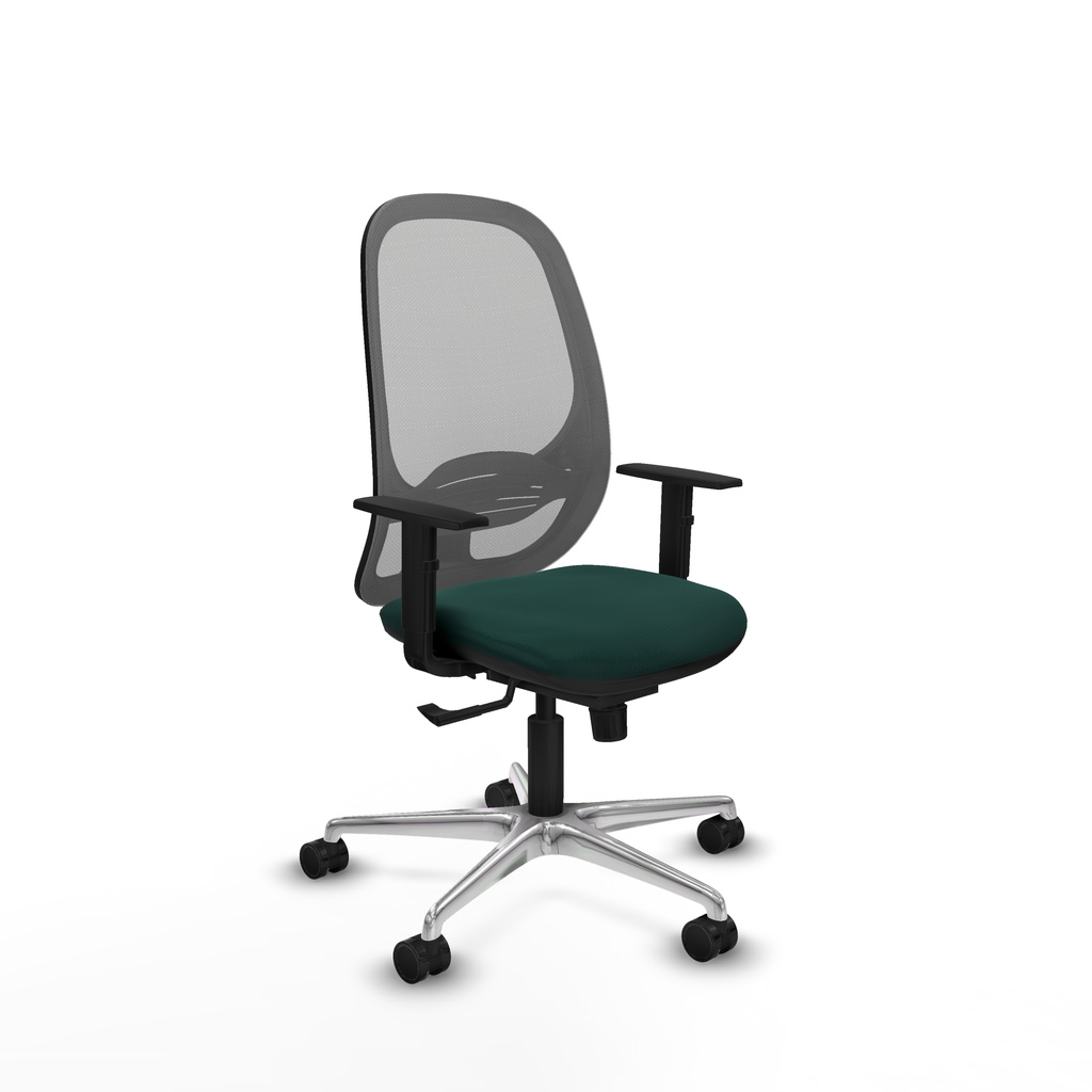 Cilanco sincro malla gris similpiel verde botella brazos 1D base aluminio ruedas 65mm nailon
