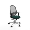 Cilanco sincro malla gris similpiel verde botella brazos 2D base aluminio ruedas 65mm nailon