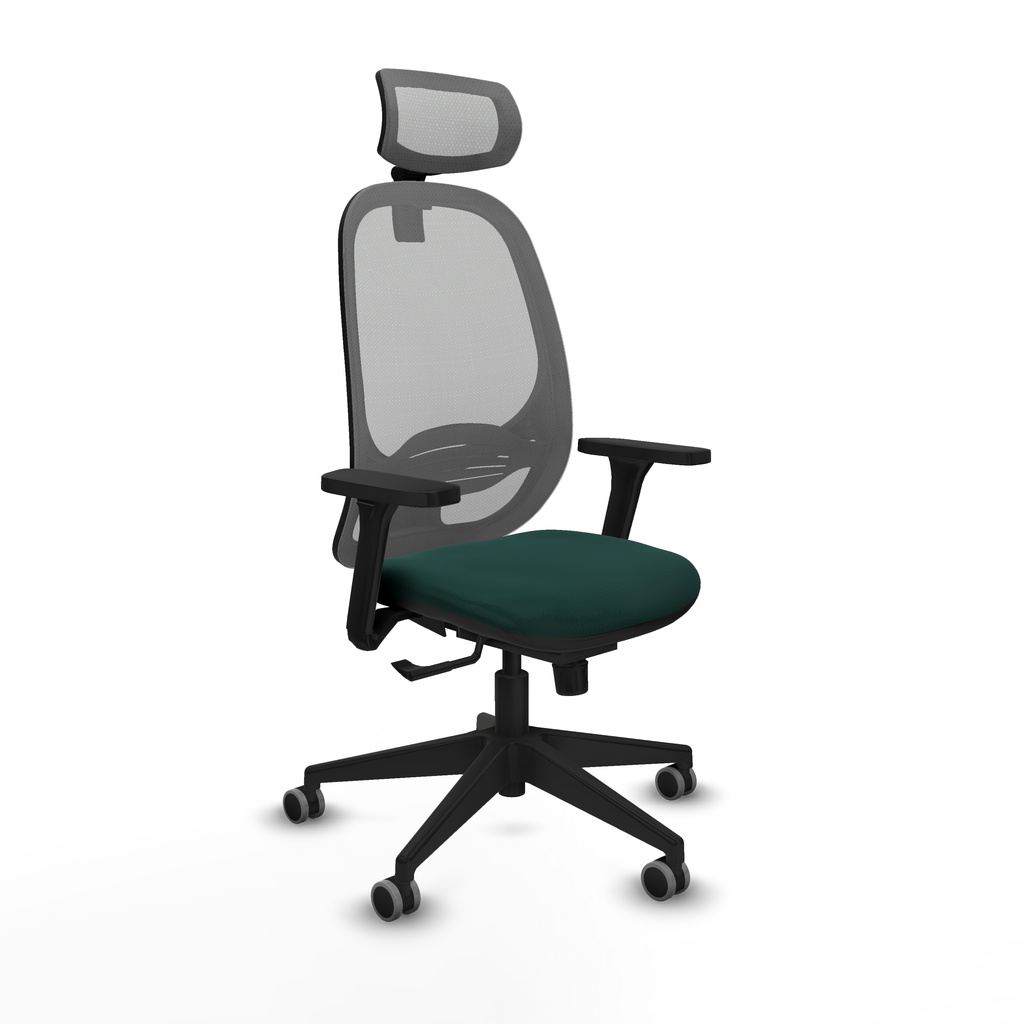 Cilanco sincro malla gris similpiel verde botella brazos 3D base piramidal cabecero 2D ruedas 65mm engomadas