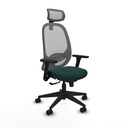 Cilanco sincro malla gris similpiel verde botella brazos 3D base piramidal cabecero 2D ruedas 65mm nailon