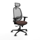 Cilanco sincro malla gris similpiel marrón oscuro brazos 2D base nailon cabecero 2D ruedas 65mm engomadas