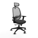 Cilanco sincro malla gris similpiel gris oscuro brazos 2D base piramidal cabecero 2D ruedas 65mm engomadas
