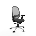 Cilanco sincro malla gris similpiel gris oscuro brazos 2D base aluminio ruedas 65mm engomadas