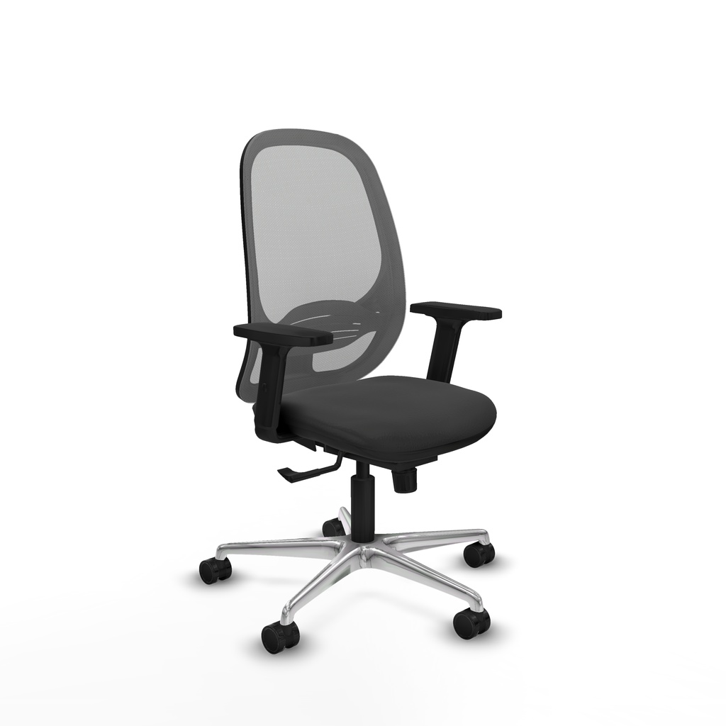 Cilanco sincro malla gris similpiel gris oscuro brazos 2D base aluminio ruedas 65mm nailon
