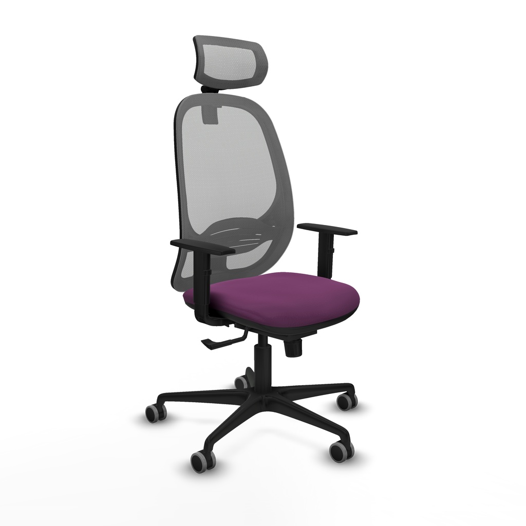 Cilanco sincro malla gris similpiel morado brazos 1D base nailon cabecero 2D ruedas 65mm engomadas