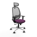 Cilanco sincro malla gris similpiel morado brazos 1D base aluminio cabecero 2D ruedas 65mm engomadas