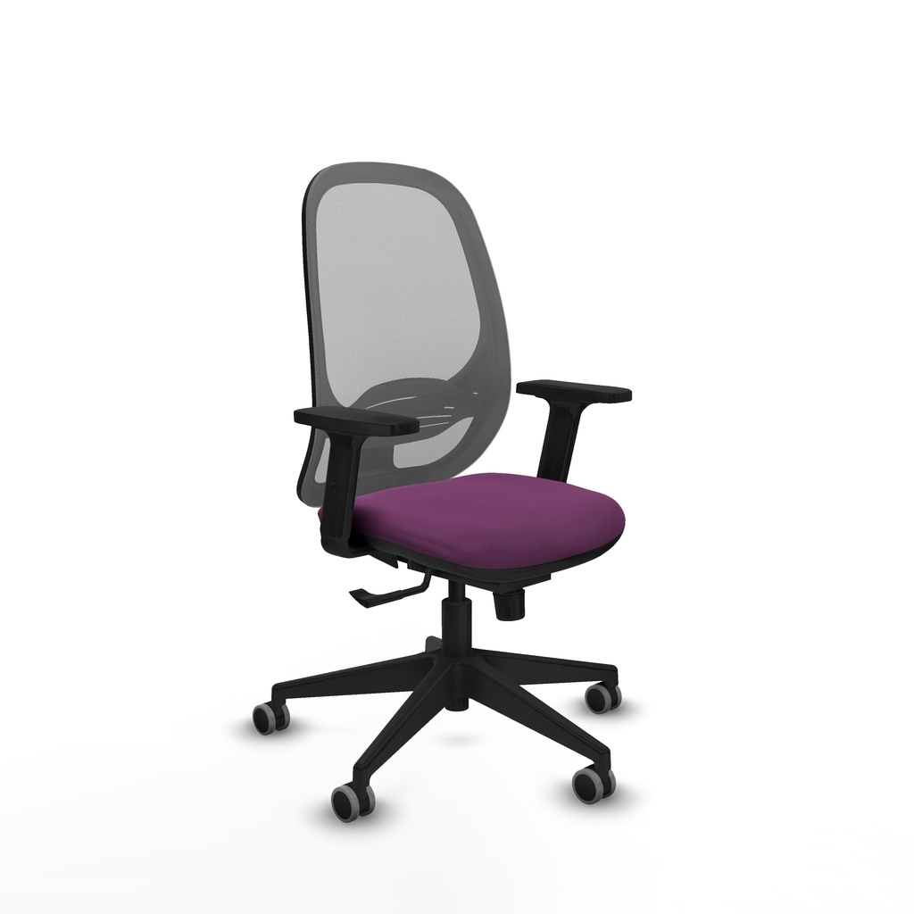 Cilanco sincro malla gris similpiel morado brazos 2D base piramidal ruedas 65mm engomadas