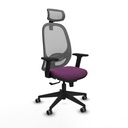 Cilanco sincro malla gris similpiel morado brazos 2D base piramidal cabecero 2D ruedas 65mm engomadas