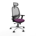 Cilanco sincro malla gris similpiel morado brazos 2D base aluminio cabecero 2D ruedas 65mm engomadas