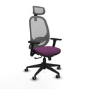 Cilanco sincro malla gris similpiel morado brazos 3D base piramidal cabecero 2D ruedas 65mm engomadas