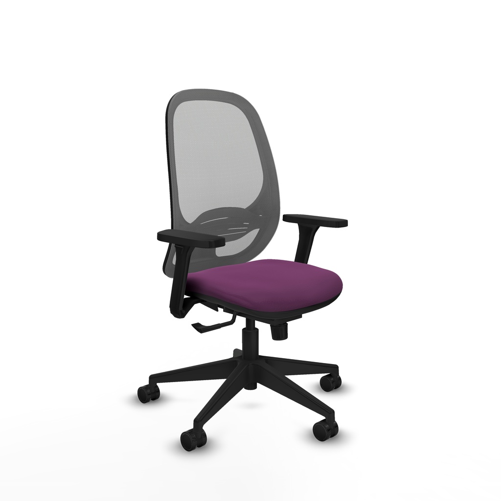 Cilanco sincro malla gris similpiel morado brazos 3D base piramidal ruedas 65mm nailon