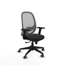 Cilanco sincro malla gris similpiel negro brazos 2D base piramidal ruedas 65mm engomadas