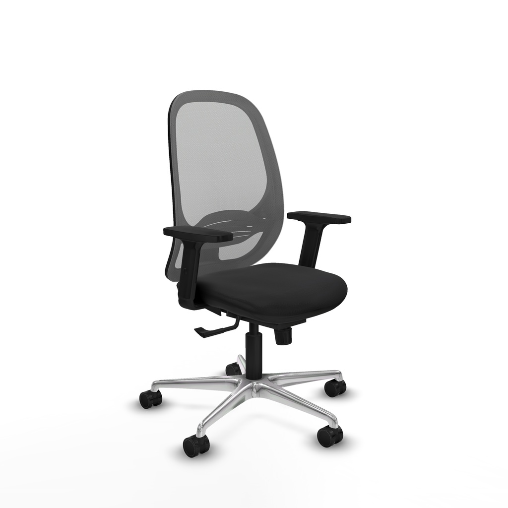 Cilanco sincro malla gris similpiel negro brazos 2D base aluminio ruedas 65mm nailon