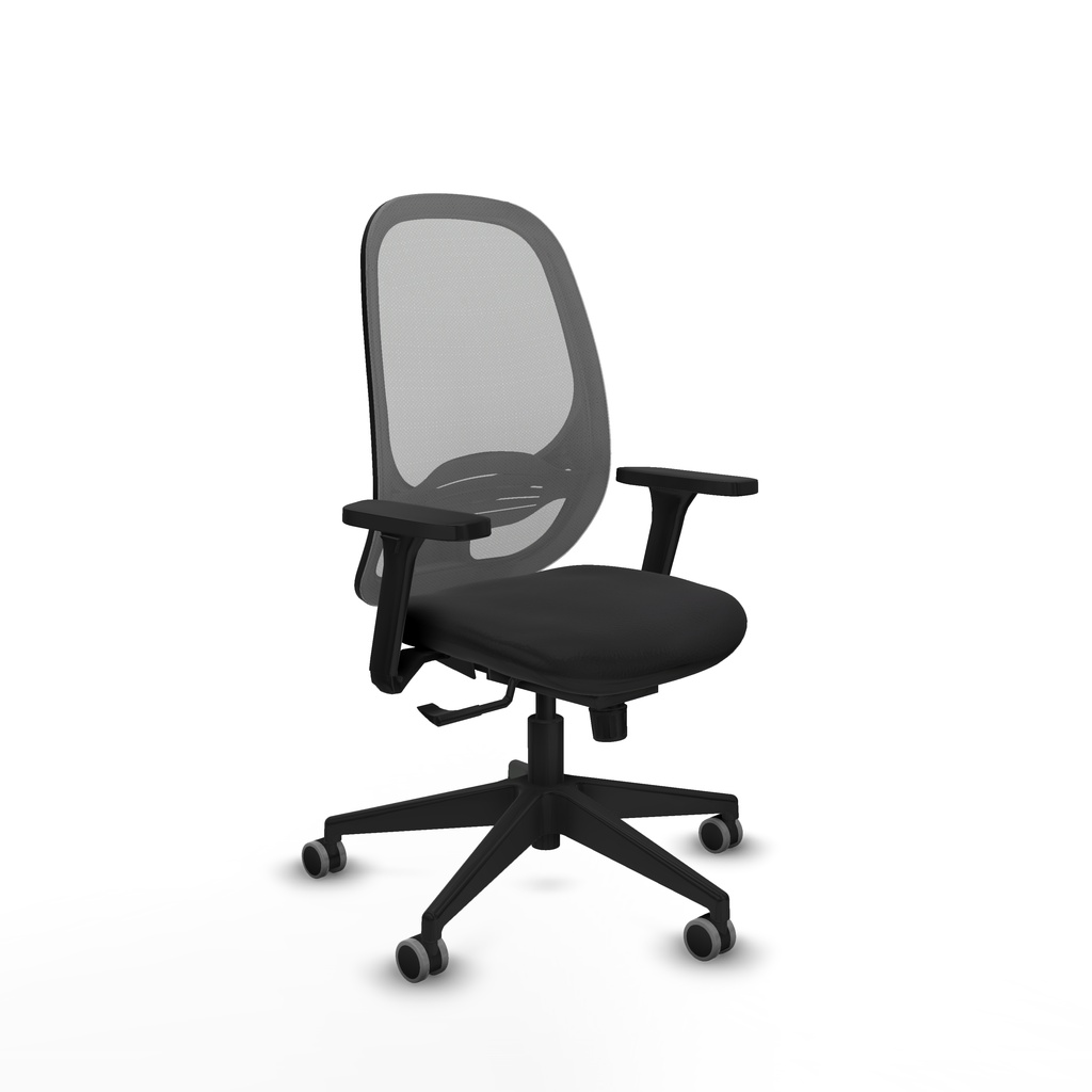 Cilanco sincro malla gris similpiel negro brazos 3D base piramidal ruedas 65mm engomadas