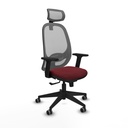 Cilanco sincro malla gris similpiel granate brazos 2D base piramidal cabecero 2D ruedas 65mm engomadas